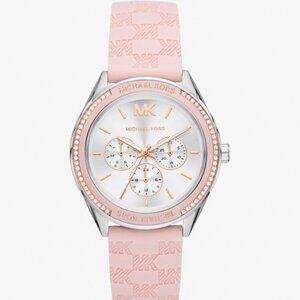 MICHAEL KORS MK7268 WHITE CHRONOGRAPH DIAL PINK SILICONE STRAP WOMENS WATCH